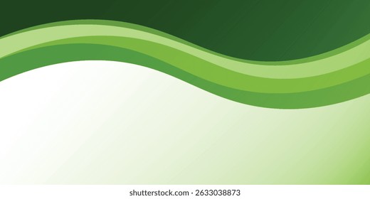 Abstract green wave background, Vector green line background curve element with white space for text and message design, overlapping layers. 
