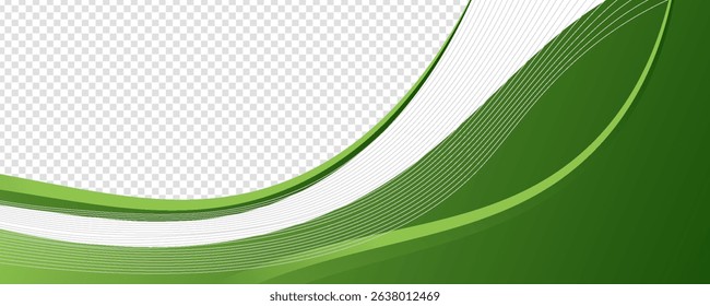 Abstract green wave background, Vector green line background curve elements with white transparency space for text and message design, overlapping layers.