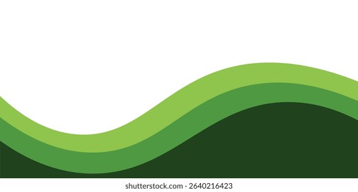 Abstract green wave background Vector green line background curve element with white space for text and message design overlapping layers.