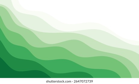 Abstract green wave background, Vector green line background curve element with white space for text and message design, overlapping layers
