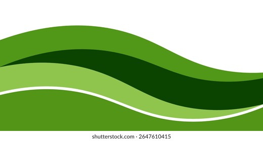 Abstract green wave background, Vector green line background curve element with white space for text and message design, overlapping layers. 
