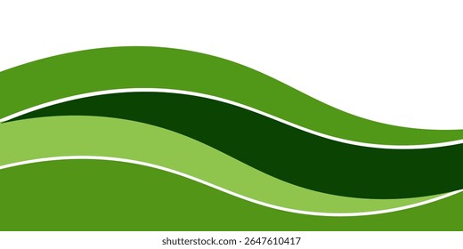 Abstract green wave background, Vector green line background curve element with white space for text and message design, overlapping layers. 
