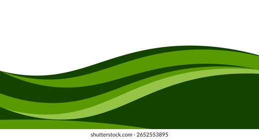 Abstract green wave background, Vector green line background curve element with white space for text and message design, overlapping layers. 

