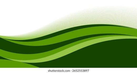 Abstract green wave background, Vector green line background curve element with white space for text and message design, overlapping layers. 
