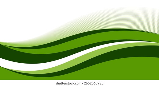 Abstract green wave background, Vector green line background curve element with white space for text and message design, overlapping layers. 
