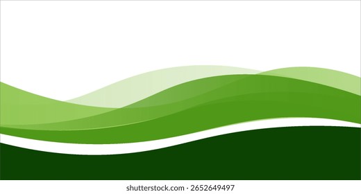 Abstract green wave background, Vector green line background curve element with white space for text and message design, overlapping layers. 
