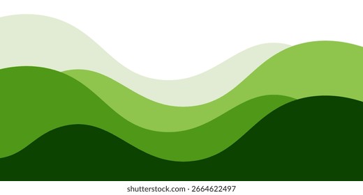 Abstract green wave background, Vector green line background curve element with white space for text and message design, overlapping layers. 
