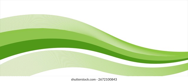 Abstract green wave background, Vector green line background curve element with white space for text and message design, overlapping layers. Vector
