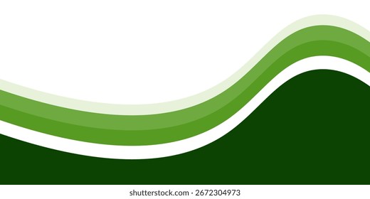 Fundo de onda verde abstrato, elemento de curva de fundo de linha verde vetor com espaço em branco para design de texto e mensagem, camadas sobrepostas. ilustração vetorial