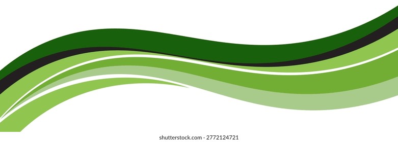 Abstract green wave background, Vector green line background curve element with white space for text and message design, overlapping layers. 
