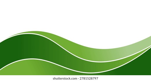 Abstract green wave background, Vector green line background curve element with white space for text and message design, overlapping layers. 
