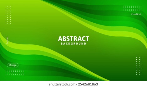 Abstract Green Wave banner background. Template with dynamic curve shapes