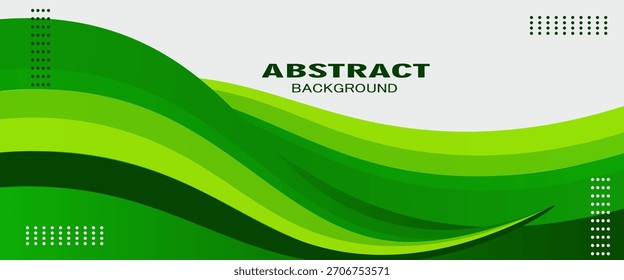 Abstract Green Wave banner background. Template with dynamic curve shapes. Creative wave business banner background