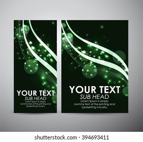 Abstract green Wave with bokeh. Brochure business design template or roll up. 