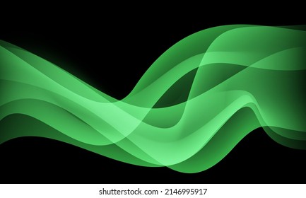 Abstract green wave curve on black design modern luxury futuristic background vector illustration.