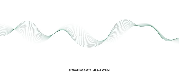 Abstract Green Wave Design with Delicate Lines