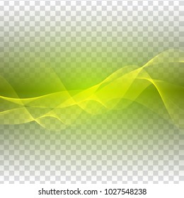 Abstract green wave design on transparent background