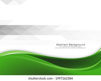 Abstraktes grünes Wellendesign auf mosaikem Hintergrund, Vektorgrafik