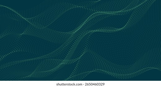 Abstract Green Wave Dot Mesh Background