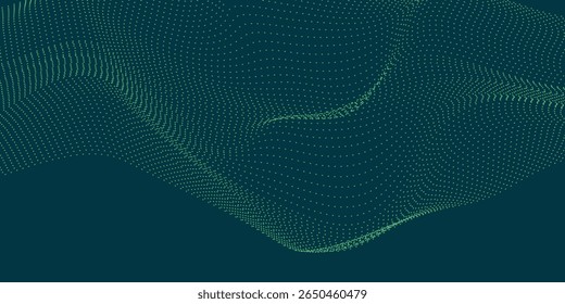 Abstract Green Wave Dot Mesh Background