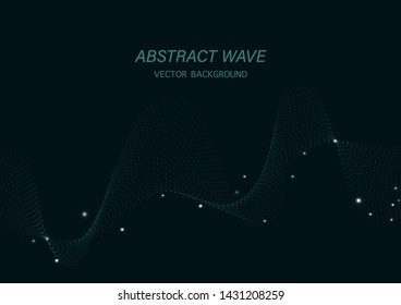 Abstract green wave dots background. Curved wavy line by created using blend tool.