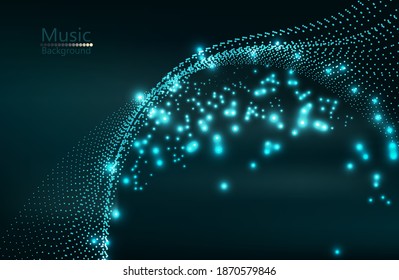 Abstract green wave Geometrical Background Connection structure. Science background. onnecting dots and lines. Big data visualization and Business .Vector illustration