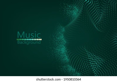 Abstract green wave Geometrical Background Connection wave structure. Science background. Connecting dots and lines. Big data visualization and Business .Vector illustration