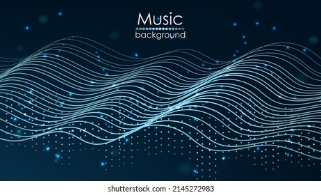 Abstract green wave Geometrical Background Connection structure. Science background. onnecting dots and lines. Big data visualization and Business .Vector illustration