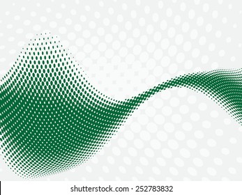 Abstract green wave with halftone