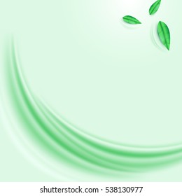 Abstract green wave and leaves background. spa concept design