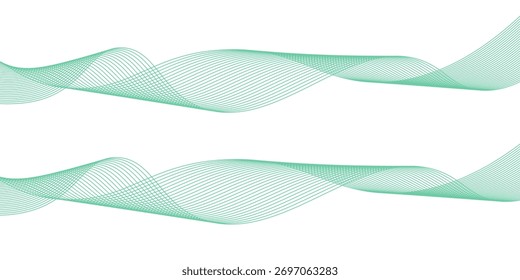 abstract green wave lines frame on white background