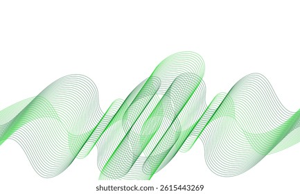 Abstract green wave lines on a white background