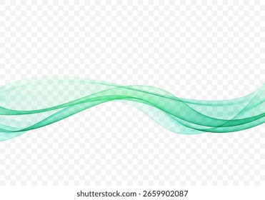 Abstractas líneas de onda verde sobre fondo transparente