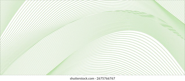 Abstractas líneas de onda verde sobre fondo blanco. Vector