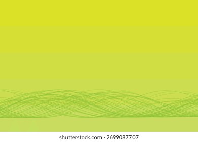 Linhas de onda verde abstratas sobrepondo um fundo de gradiente amarelo-verde suave, sugerindo movimento e energia.