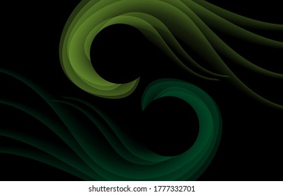 Farbiger Rauch. Farbige Rauchvektorgrafik auf schwarzem Hintergrund. Vektorgrafik.
