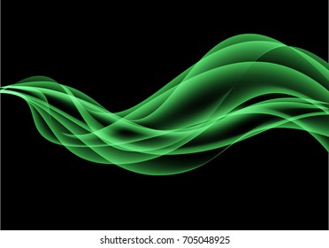 Abstract green wave on black design modern background vector illustration.