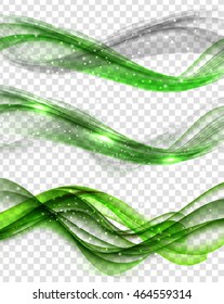 Abstract Green Wave Set on Transparent Background. Vector Illustration EPS10