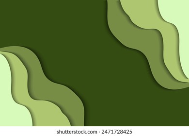 Abstract green wave shape papercut concept background