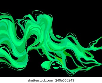 Abstract green wave smoke element background illustration