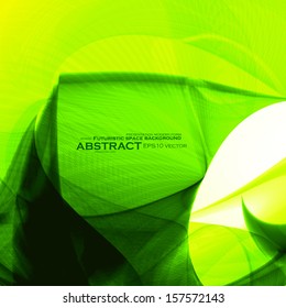 Abstract green, wave vector background, futuristic illustration eps10