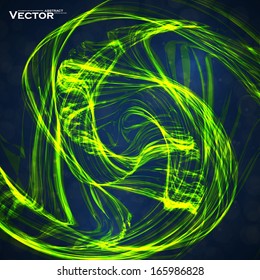 Abstract green, wave vector background, futuristic illustration eps10