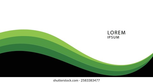 Abstract green wave with white background