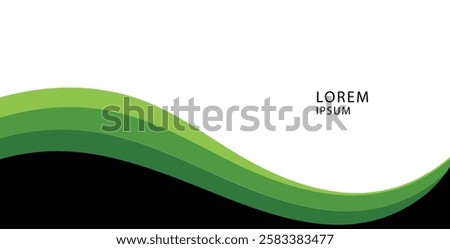 Abstract green wave with white background