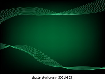 Abstract Green wavelengths and irregular lines on a dark background. Editable Clip Art.