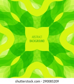 Abstract green waves background with banner. Vector illustration