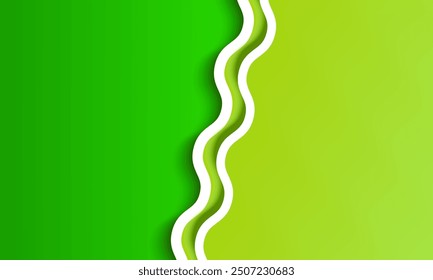 Abstract Green Waves Background, pastel color. Modern Green and White Wavy Lines, paper colored. Vibrant Green Abstract Design banner template. Minimalist Green and White wallpaper Pattern.

