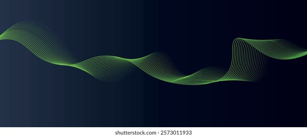 Abstract green waves background,Abstract green wavy lines. Colorful vector background.green wave melody lines on white background,Abstract green wave lines pattern background. 