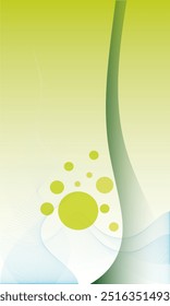 Abstract Green Waves and Bubbles Background: Nature Inspired, Modern Design