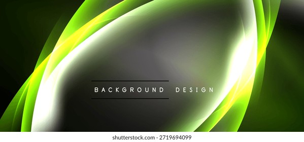 Abstrakte grüne Wellen, grauer Mittelpunkt. Modernes Design-Element, geeignet für Hintergründe, Präsentationen. Glatte Farbverläufe erzeugen einen dynamischen visuellen Effekt.